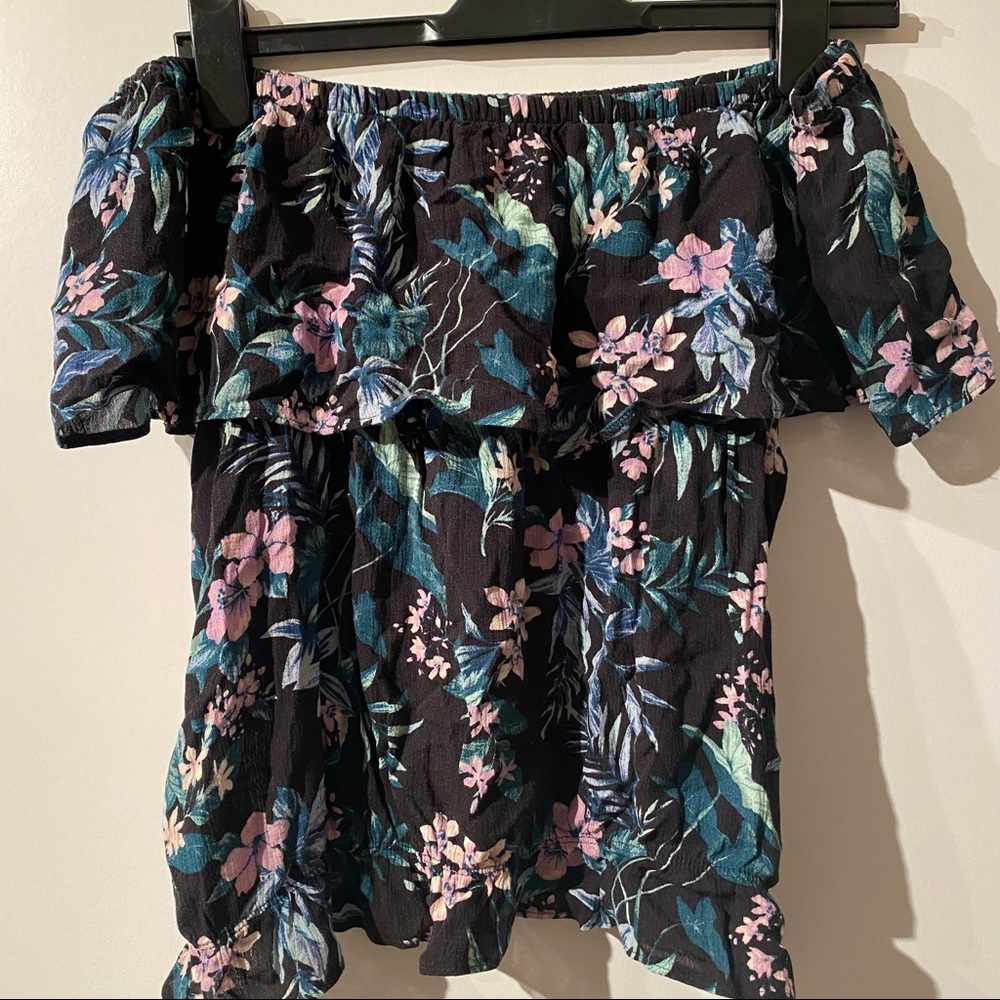 Off-shoulder floral blouse